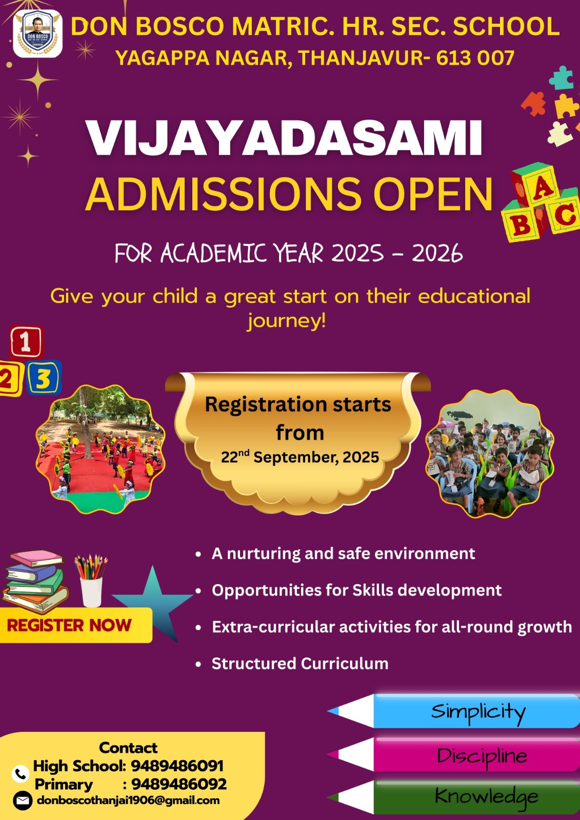 VIJAYADASAMI ADMISSIONS OPEN